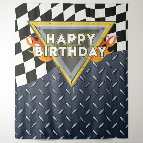 Racing Happy Birthday Party Backdrop banner