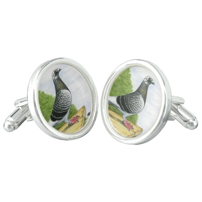 Racing Homer On the Landing Board Cufflinks (Angled)