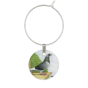 Racing Homer On the Landing Board Wine Glass Charm