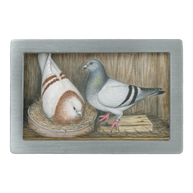 Racing Homers Home Life Rectangular Belt Buckle (Front)