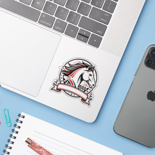 Racing Horse Sticker With Red Accents