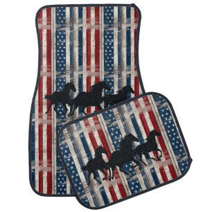 Racing Horses Patriotic Car Floor Mats