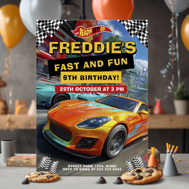 Racing Hot Car Birthday Party Invitation (Creator Uploaded)