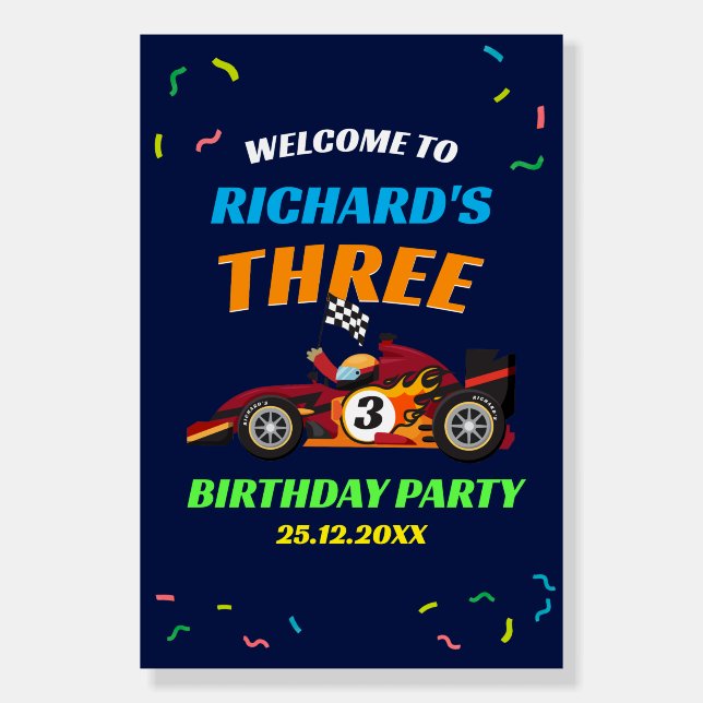 Racing Kid's Birthday Race Car Theme Foam Board (Front)