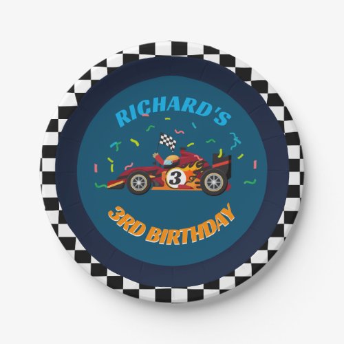 Racing Kids Birthday Race Car Theme Invitation Paper Plates