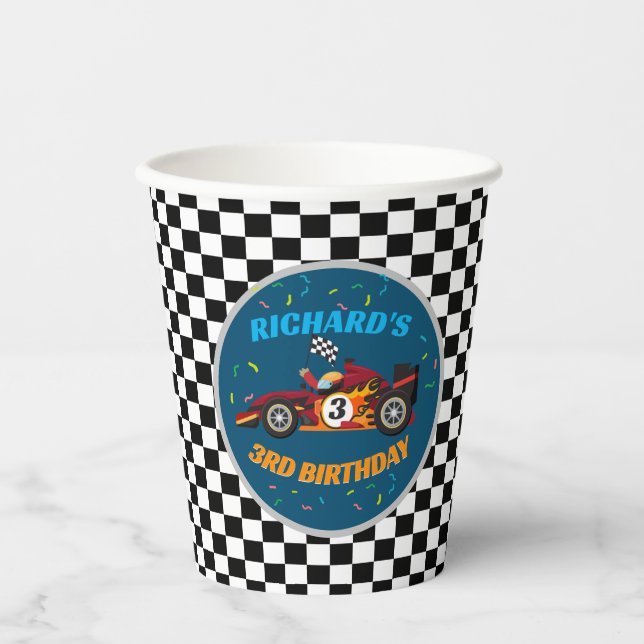 Racing Kid's Birthday Race Car Theme Paper Cups (Front)