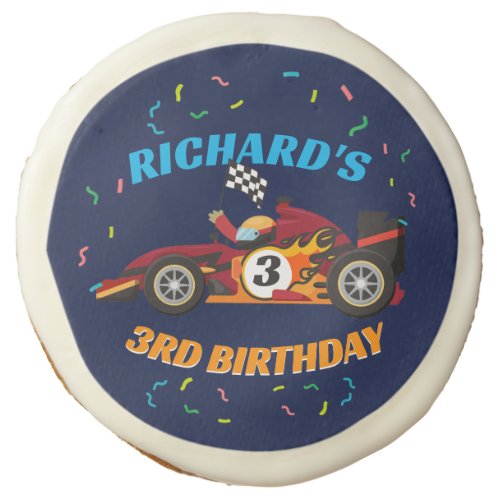 Racing Kids Birthday Race Car Theme Sugar Cookie
