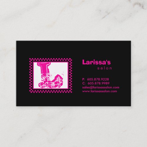 Racing Monogram Business Card Black Pink