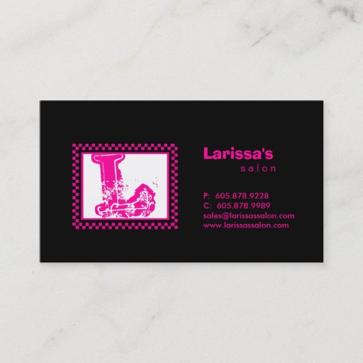 Customizable Racing Monogram Business Card Black Pink