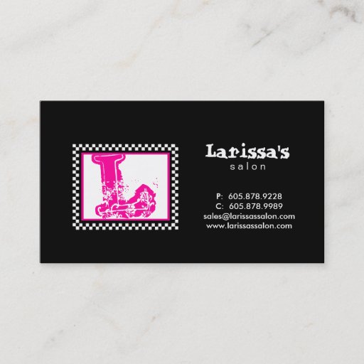 Customizable Racing Monogram Business Card Black Pink 2