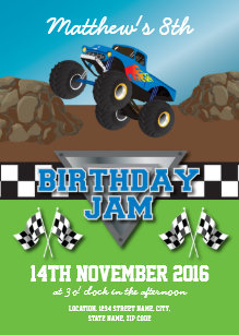 monster truck birthday invitations zazzle