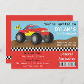 Racing Monster Truck Party, Boys Admission Ticket Invitation (Front/Back)