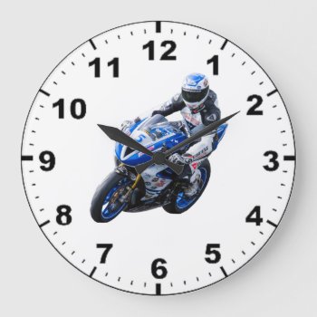 Racing Motorcycle Clocks by yackerscreations at Zazzle