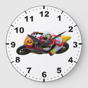 Racing Motorcycle Clocks by yackerscreations at Zazzle