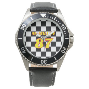 Racing Name Number Checkered Watch