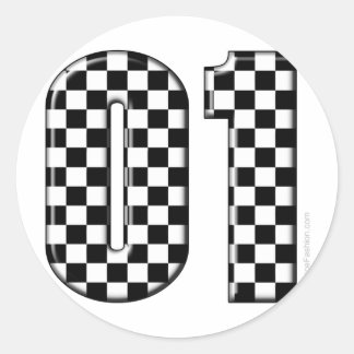 racing number 01 classic round sticker