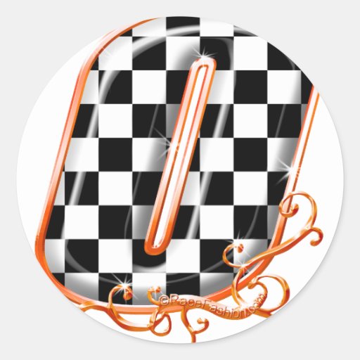 Racing number 0 orange round stickers | Zazzle