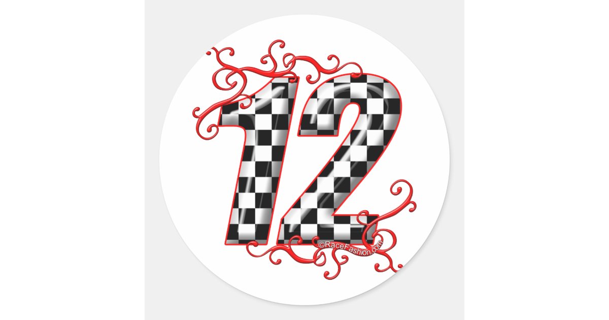 12 Racing Number racing number 12 classic round sticker | Zazzle