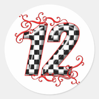 racing number 12 classic round sticker