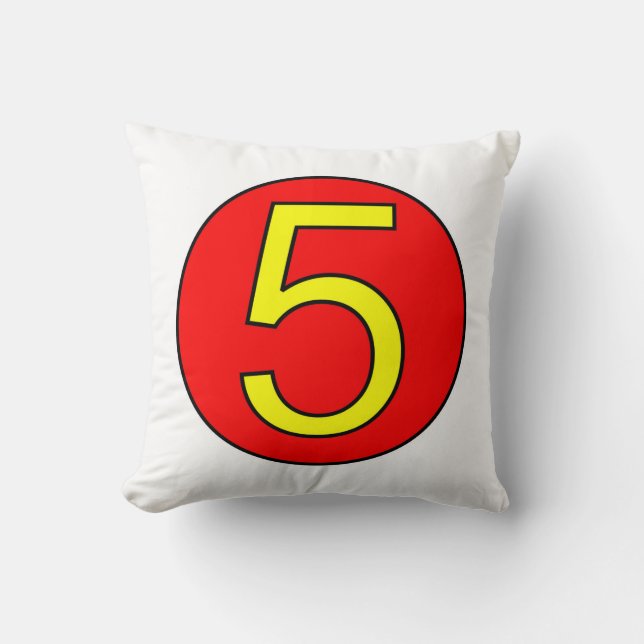 Racing Number 5 Throw Pillow (Front)