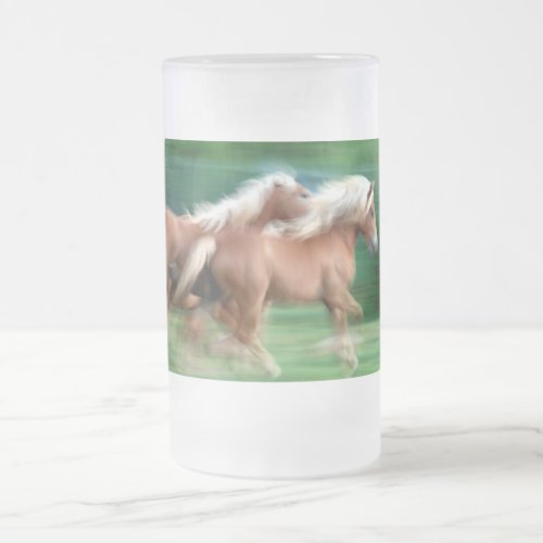 Racing Palomino Horses Frosted Beer Mug