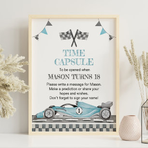 Racing Party Birthday Time Capsule sign