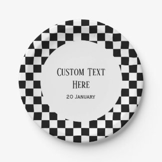 Racing Party Plates, Racing Checkered Paper Plates