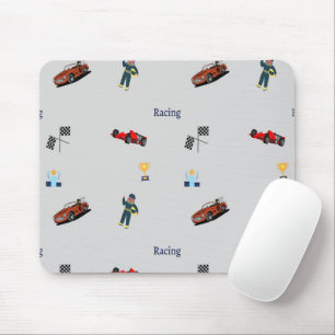 Racing pattern on gray mouse pad