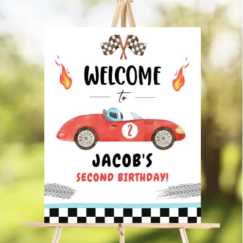 Racing Race Car Two Fast Curious Boy Welcome Poste Poster