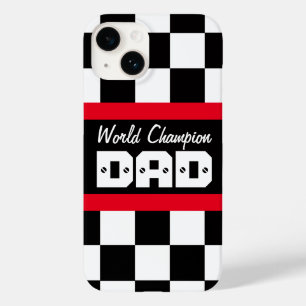 Racing red black world champion dad iphone case