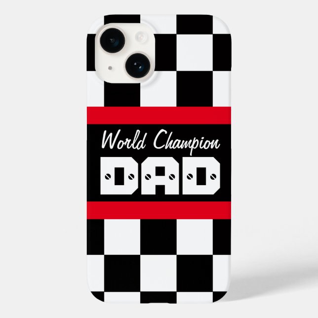 Racing red black world champion dad iphone case (Back)