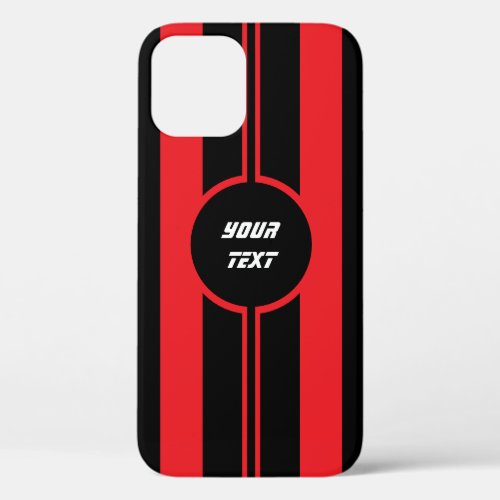 Racing Red Double Stripes Sports Custom iPhone 12 Case