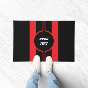Racing Red Double Stripes Sports Custom Doormat
