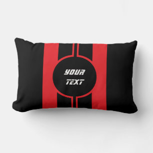 Racing Red Double Stripes Sports Custom Lumbar Pillow