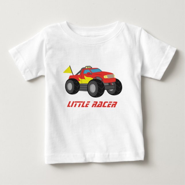 Racing Red Monster Truck, for Baby Boys Baby T-Shirt (Front)