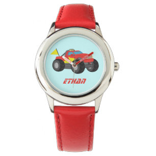 Racing Red Monster Truck, for Boys Watch