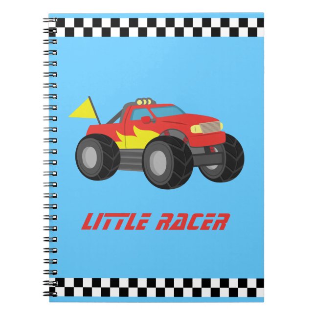 Racing Red Monster Truck, for Racer Boys Notebook (Front)