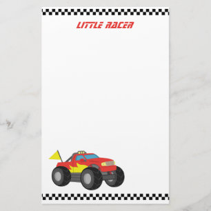 Racing Red Monster Truck, for Racer Boys Stationery