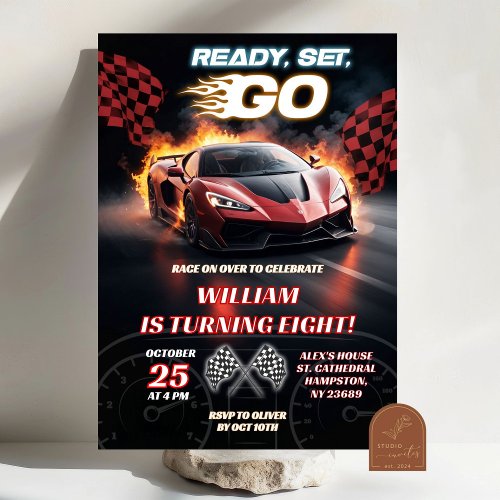 Racing Red Sport Car Birthday Boy