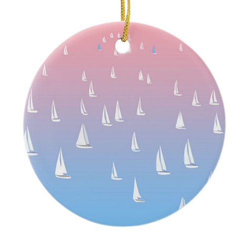 Racing sailboats in the open sea   ceramic ornament
