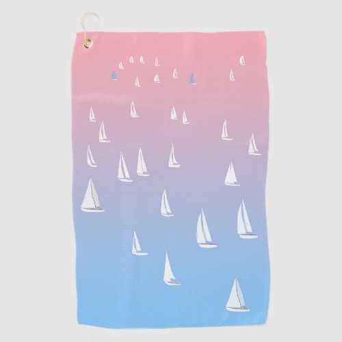 Racing sailboats in the open sea  golf towel