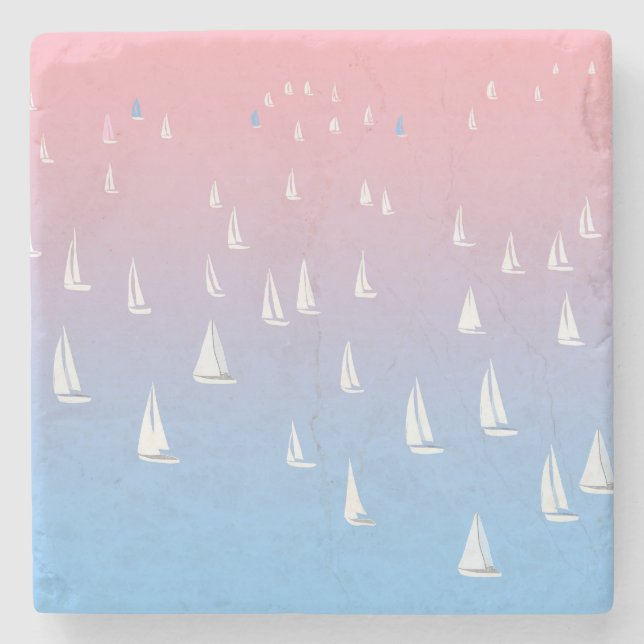 Racing sailboats in the open sea    stone coaster (Front)