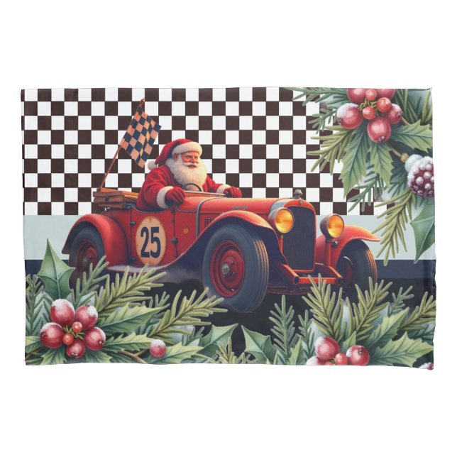 Racing Santa Claus holiday Pillow Case (Front)