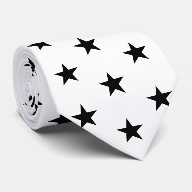 Racing Silks White with Black Stars Derby Neck Tie (Rolled)