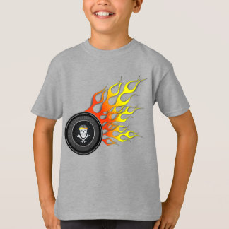 Racing Skull Wheel Flames T-Shirt