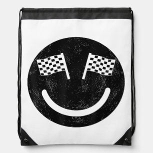 Racing smile for Race Car Parties Drawstring Bag