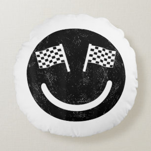 Racing smile for Race Car Parties Round Pillow