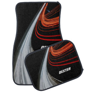 racing speed lights red white black car floor mat