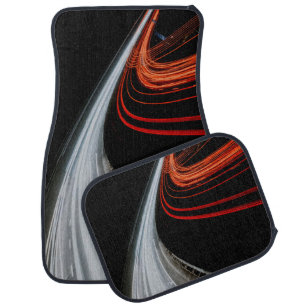 racing speed lights red white black car floor mat