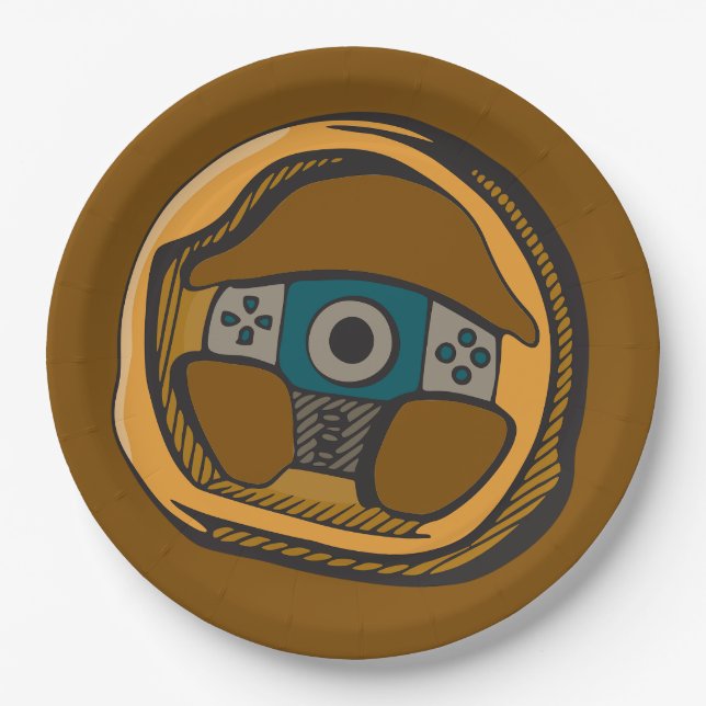 Racing Steering Wheel Controller Gamer Paper Plates (Front)